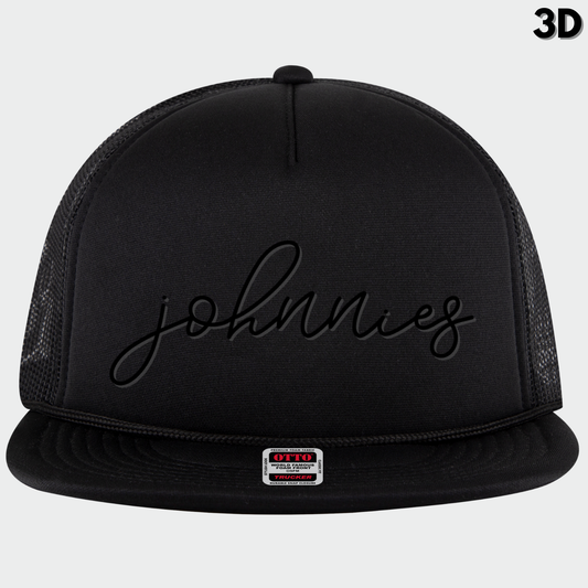 JYAA: Johnnies Thin Script Flex-Bill Trucker Hat