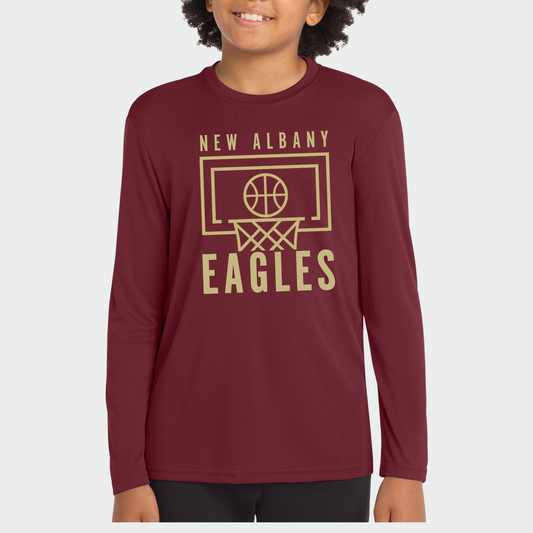 NAGTB: New Albany Eagles Basketball Court Long Sleeve Tech T-Shirt