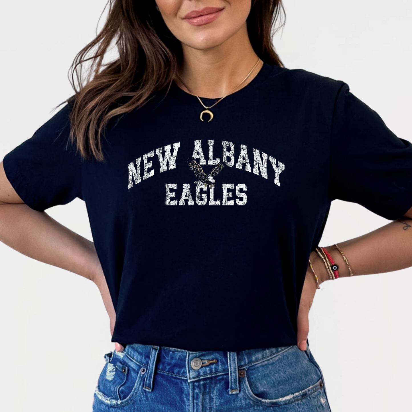 NAPTO: New Albany Eagles *Distressed Print* Blended T-Shirt