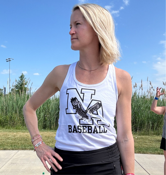 NA Baseball: Black & White Racerback Tank Top