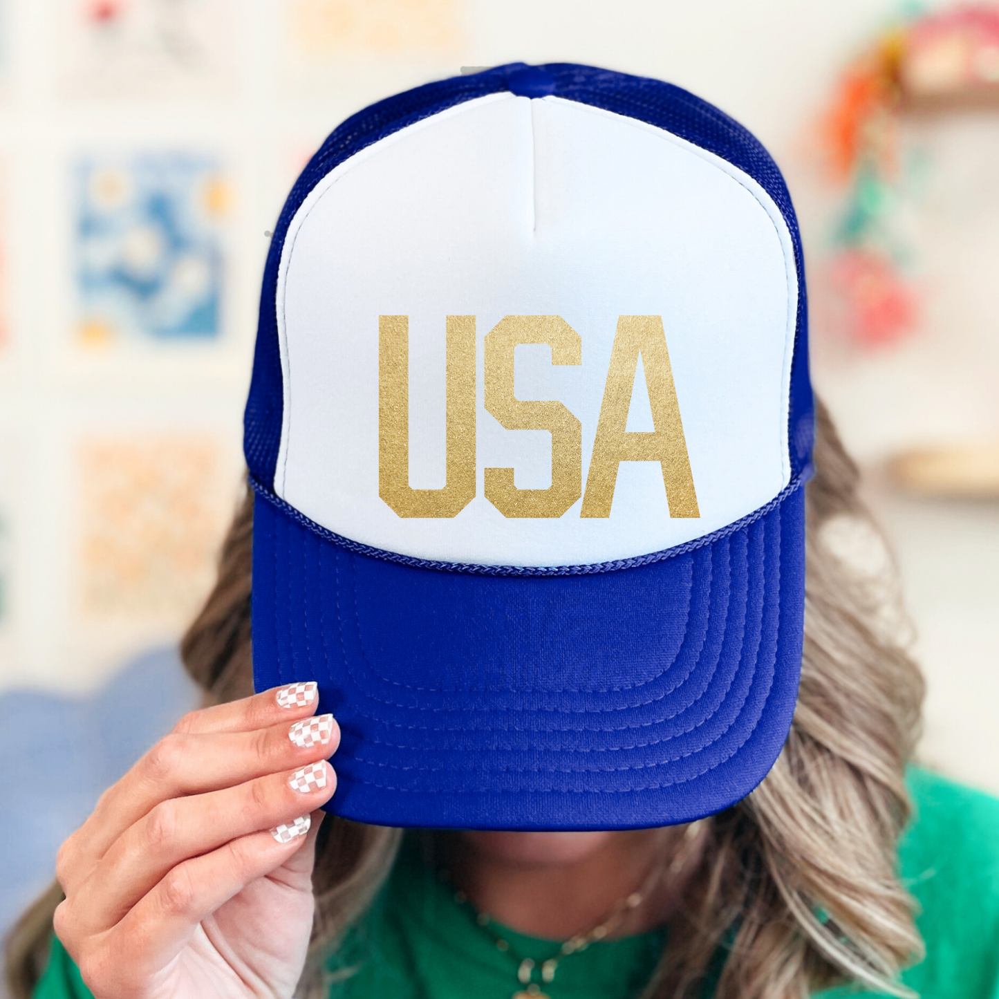 PATRIOTIC: USA Gold Foil Foam Trucker Hat