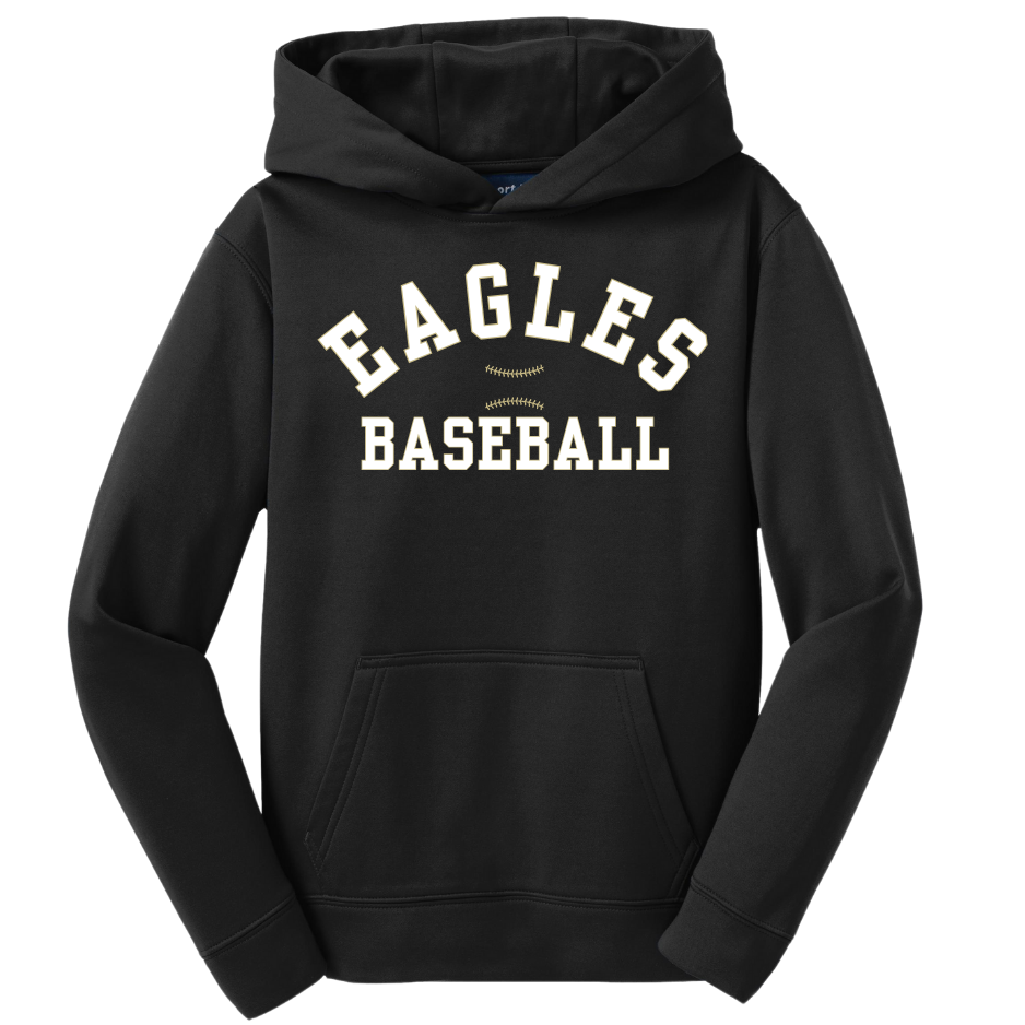 Eagles Baseball Seams Black Hooded Sweatshirt