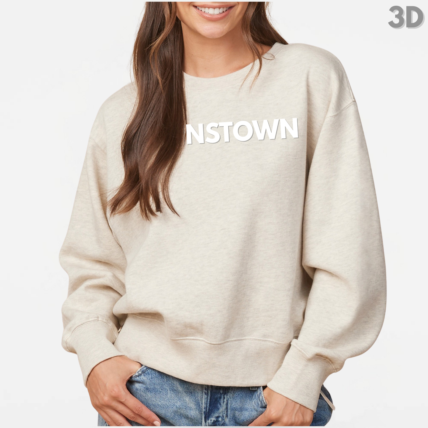 JYAA: Johnstown 3D Print Women's Boxy Crew Sweatshirt