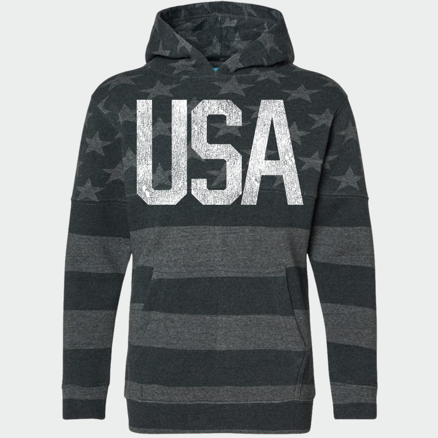 PATRIOTIC: USA Stars & Stripes Triblend Fleece Hooded Sweatshirt