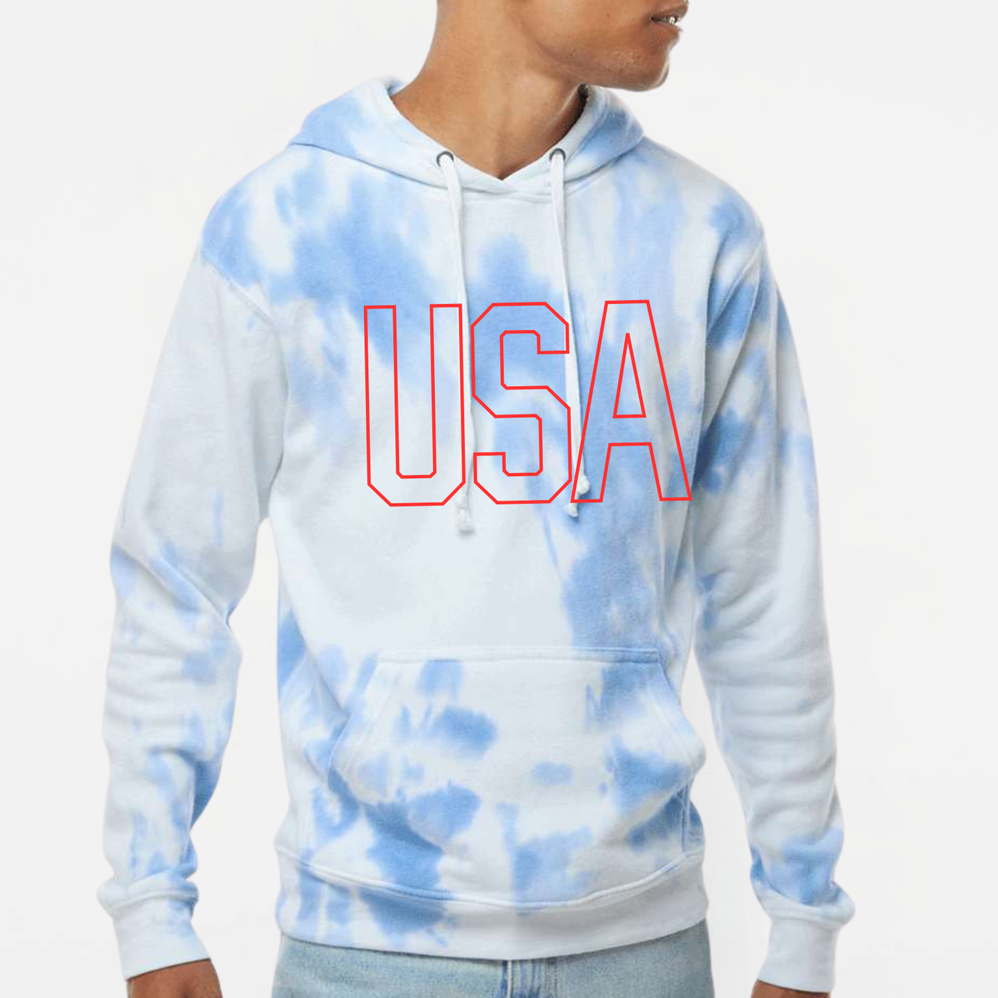 PATRIOTIC: USA Tie Dye Hooded Sweatshirt