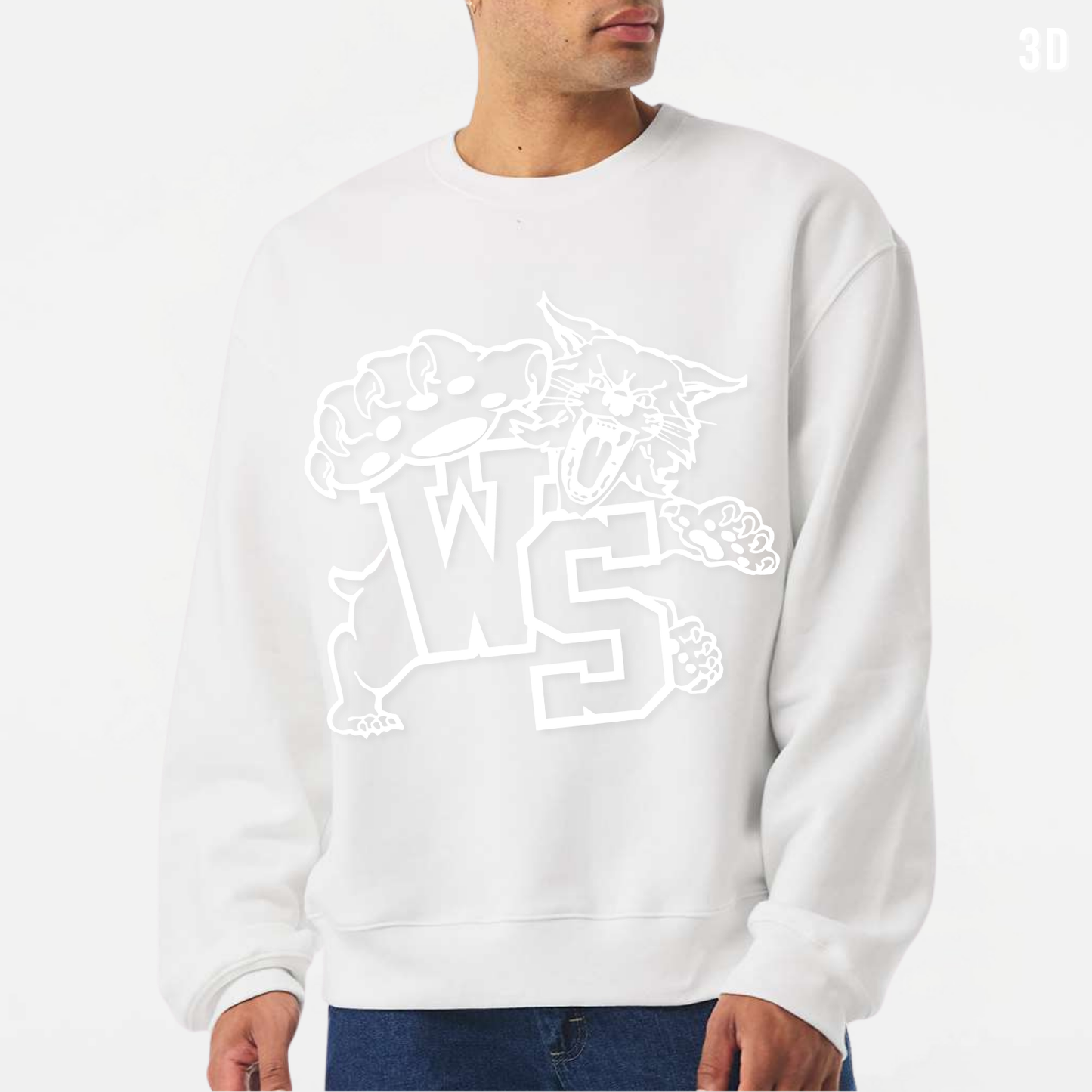 Westerville South: Heavyweight Crew Sweatshirt *3D* Monochrome Print