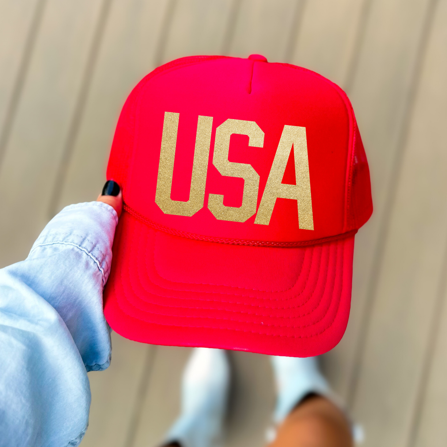 PATRIOTIC: USA Gold Foil Foam Trucker Hat