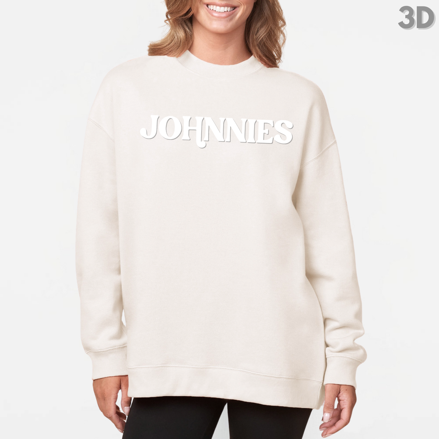 JYAA: Johnnies 3D Print Women's Oversized Crew Sweatshirt