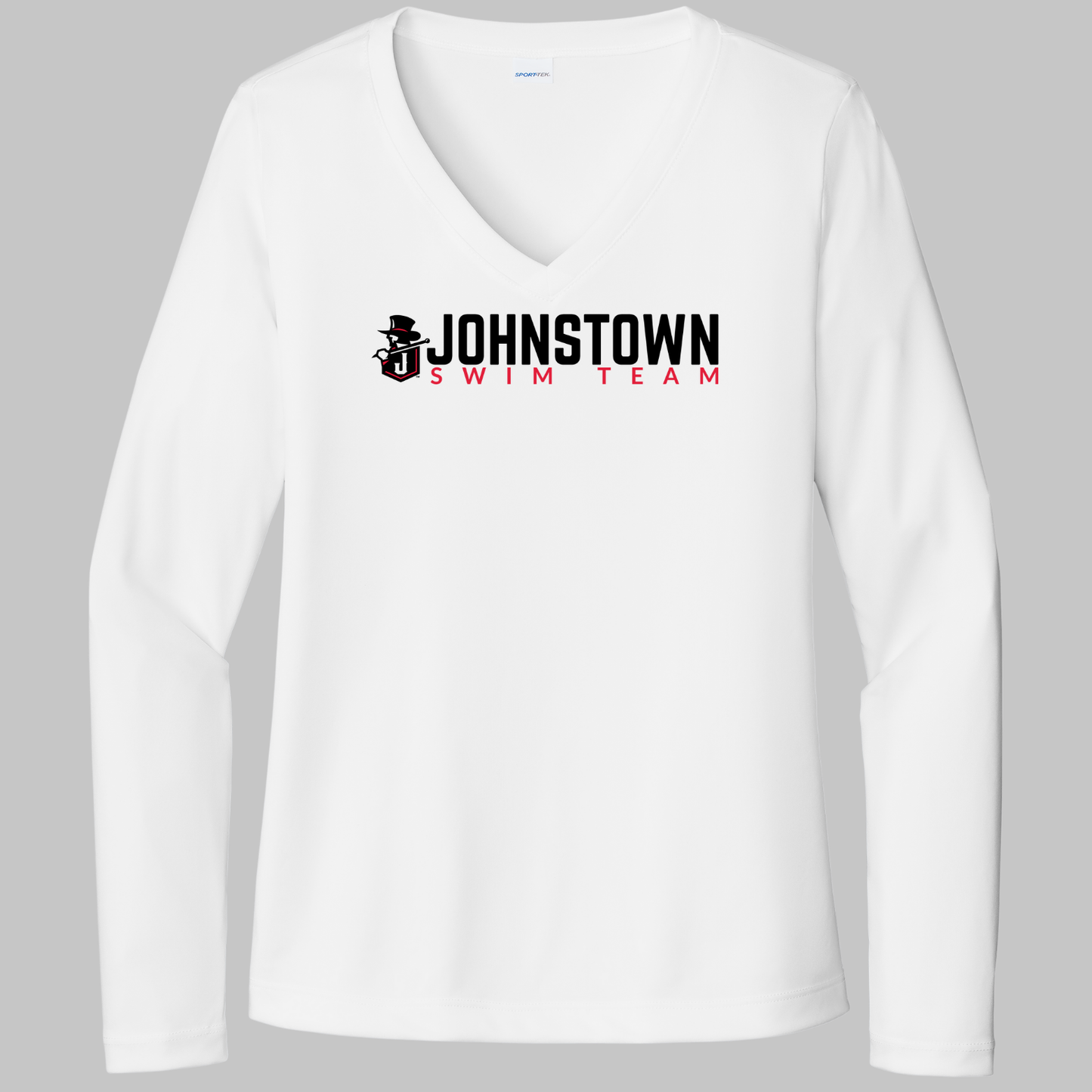 JS: Johnstown Swim Team Women's Long Sleeve Tech V-Neck T-Shirt
