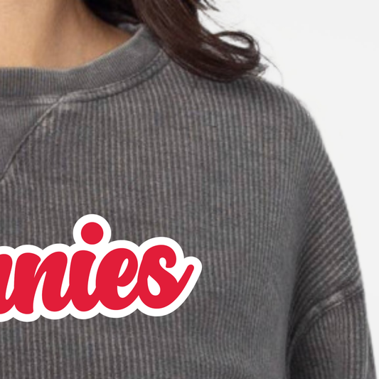 JYAA: Johnnies Chunky Script Boxy Corded Crew Sweatshirt
