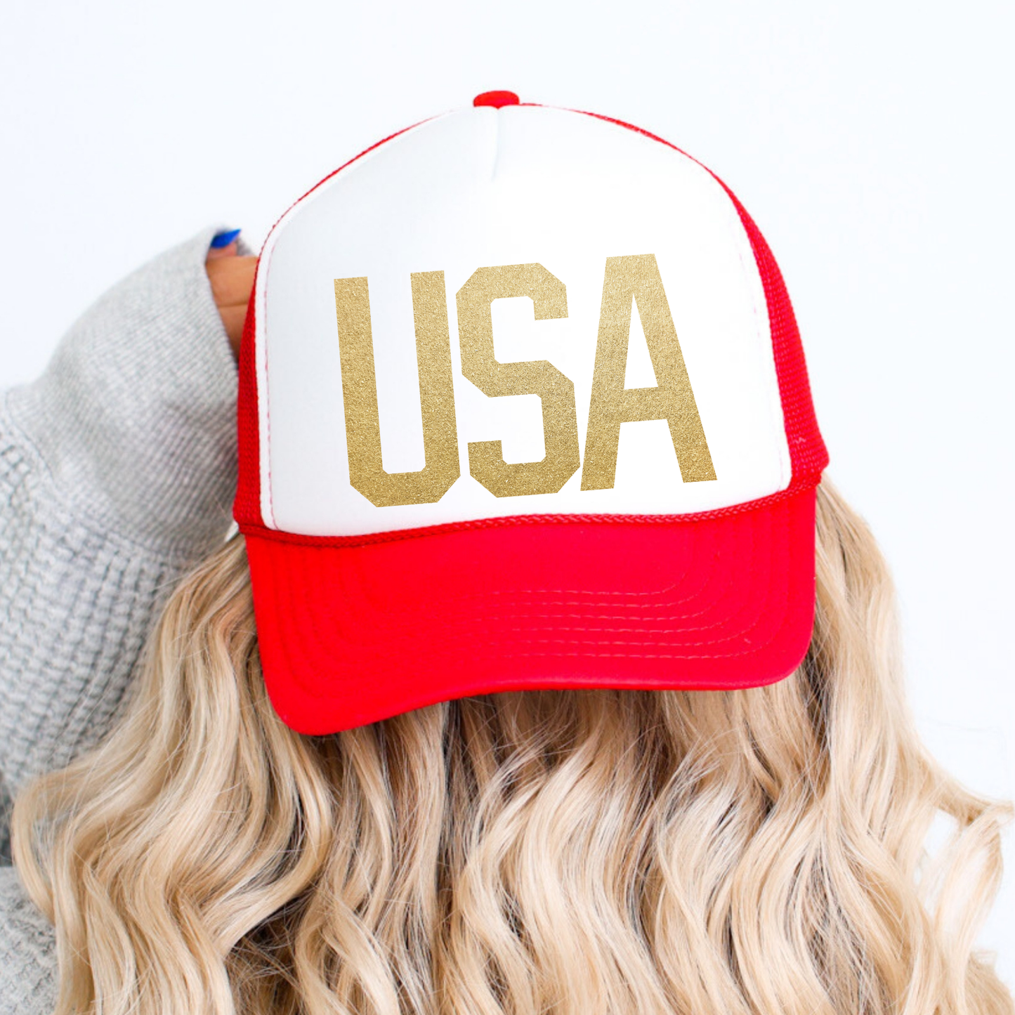 PATRIOTIC: USA Gold Foil Foam Trucker Hat