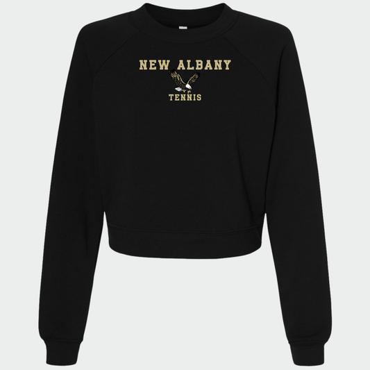 NATennis: New Albany Tennis, Women's Raglan Cropped Crew Sweatshirt
