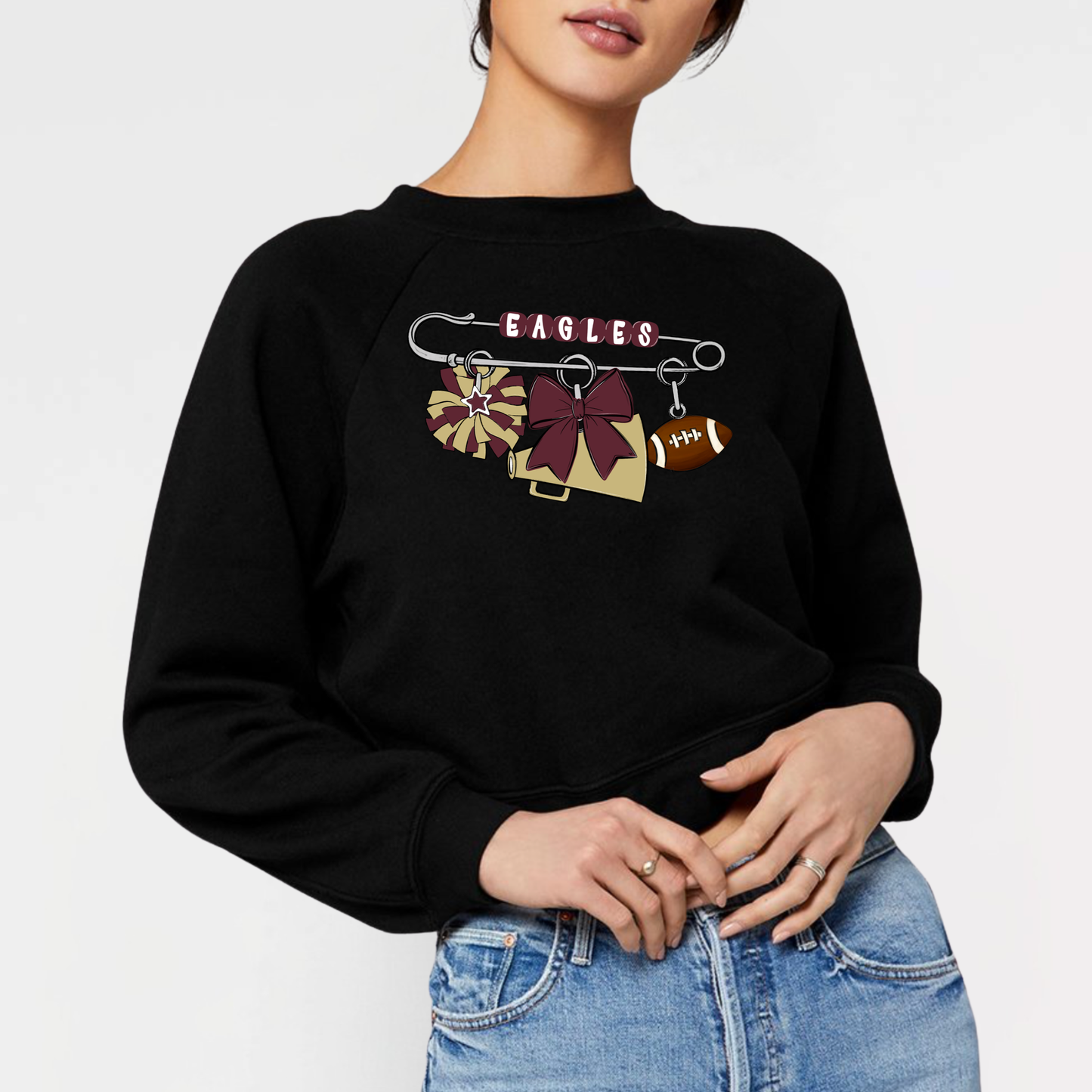 NAYCheer: Women's Raglan Cropped Crew Sweatshirt