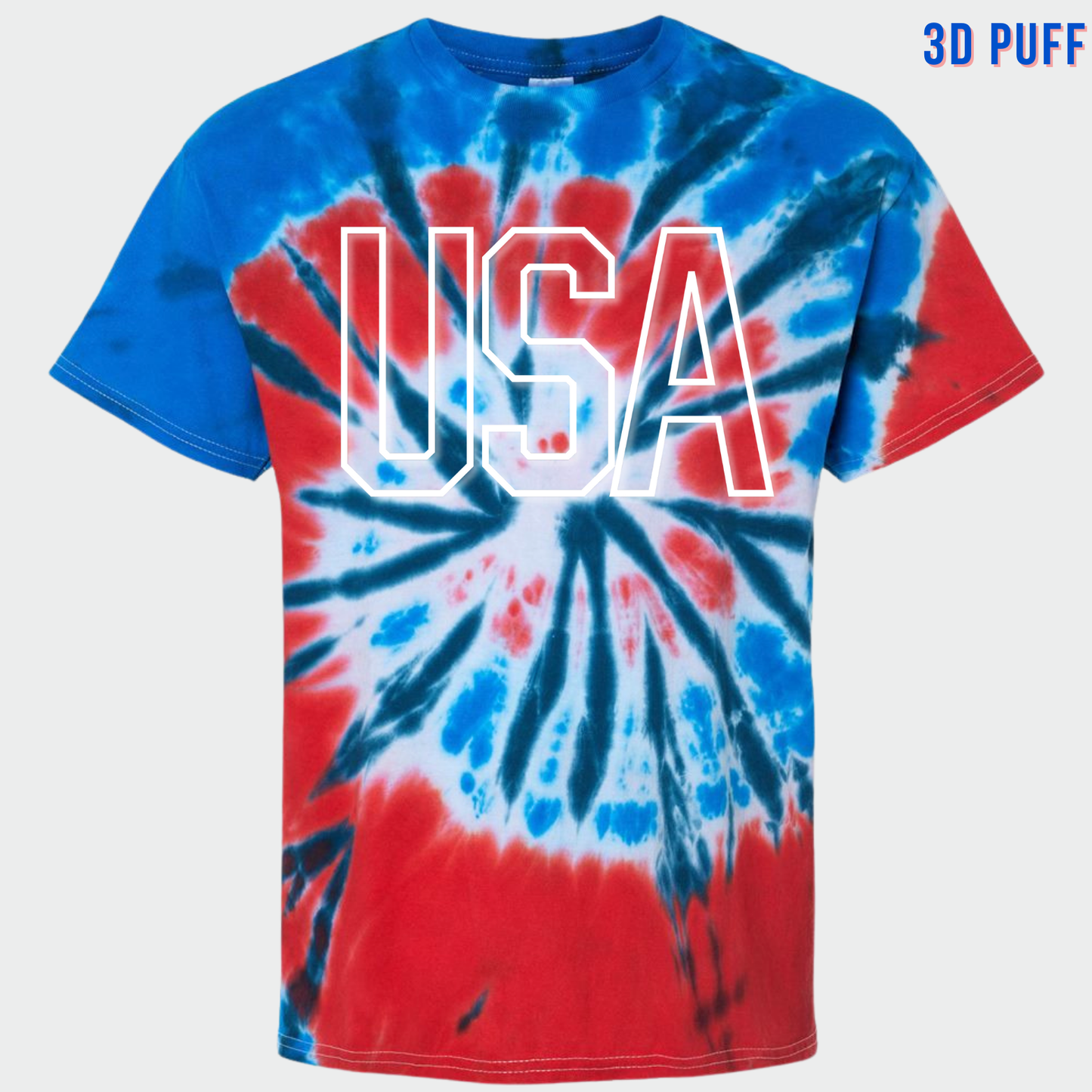 PATRIOTIC: *3D Puff* USA Tie Dyed T-Shirt