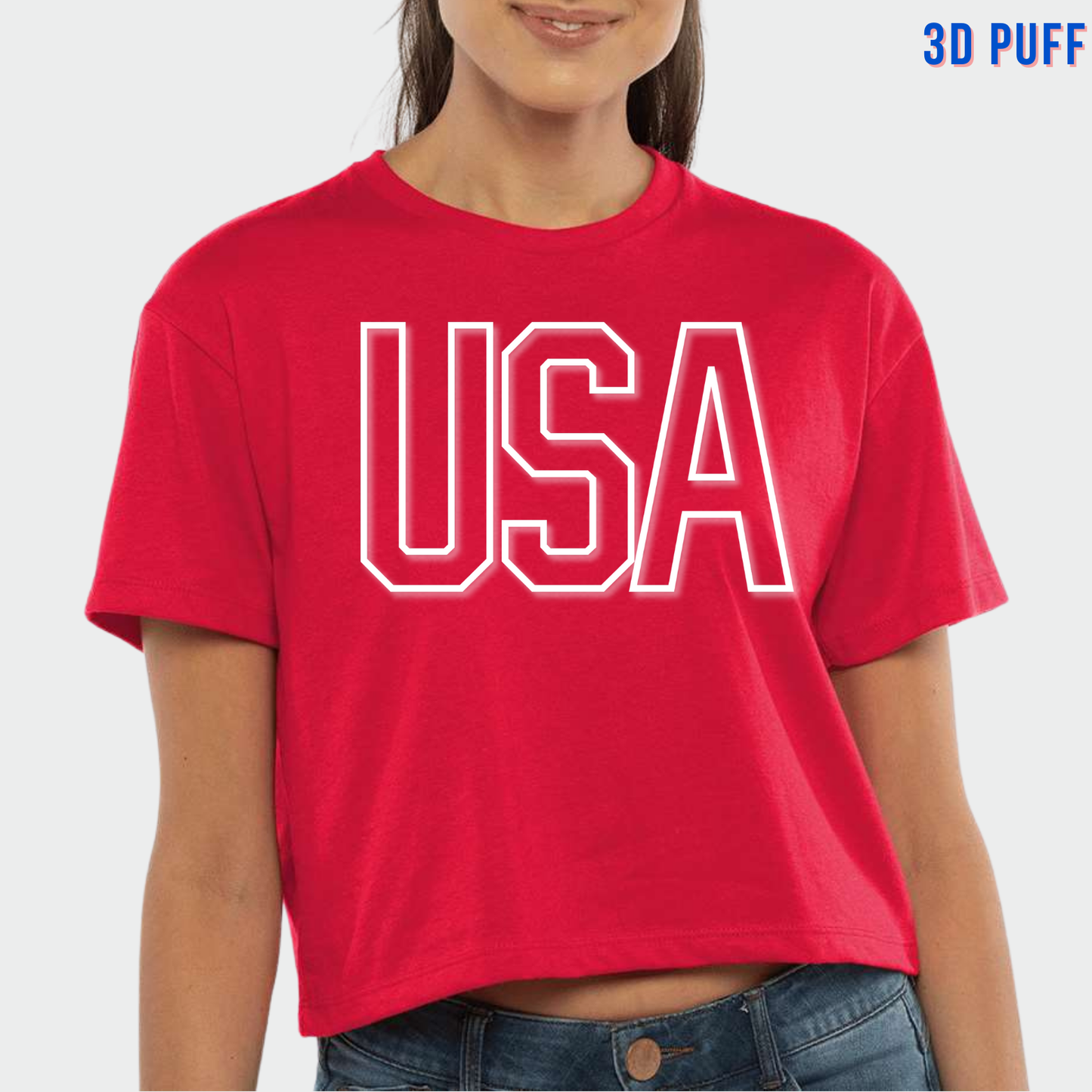 PATRIOTIC: *3D Puff* USA Women's Crop Top