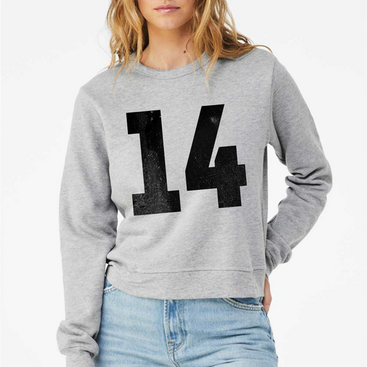 Number Shop: Women's Distressed Number Crew Sweatshirt