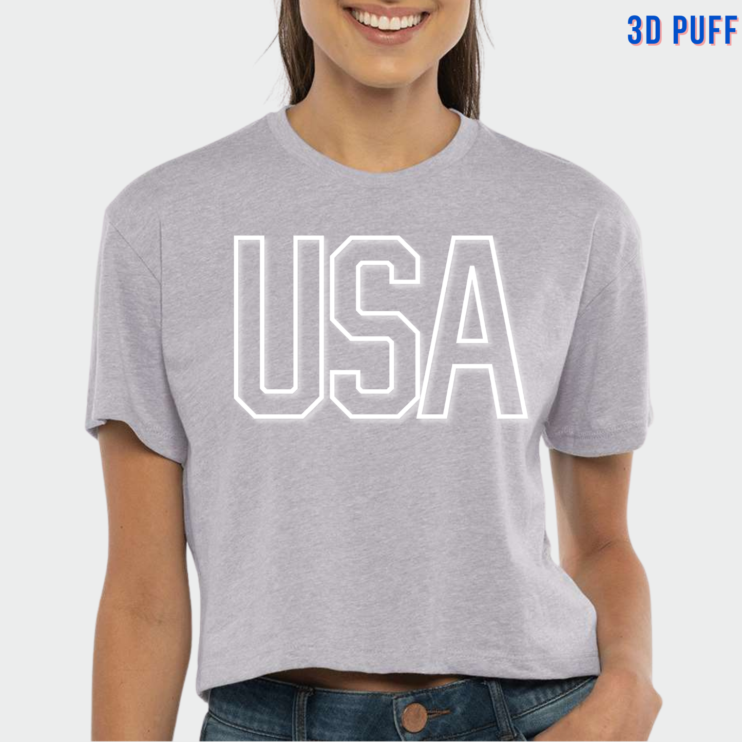 PATRIOTIC: *3D Puff* USA Women's Crop Top