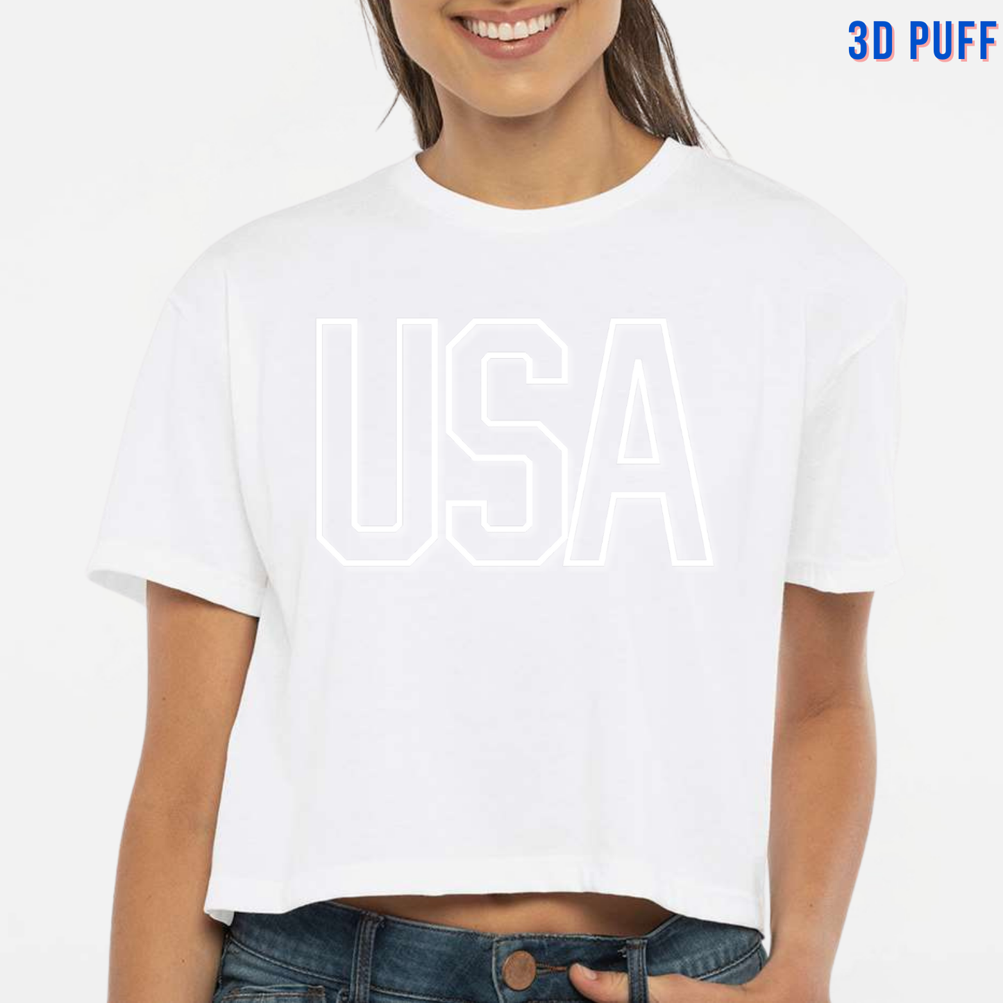 PATRIOTIC: *3D Puff* USA Women's Crop Top