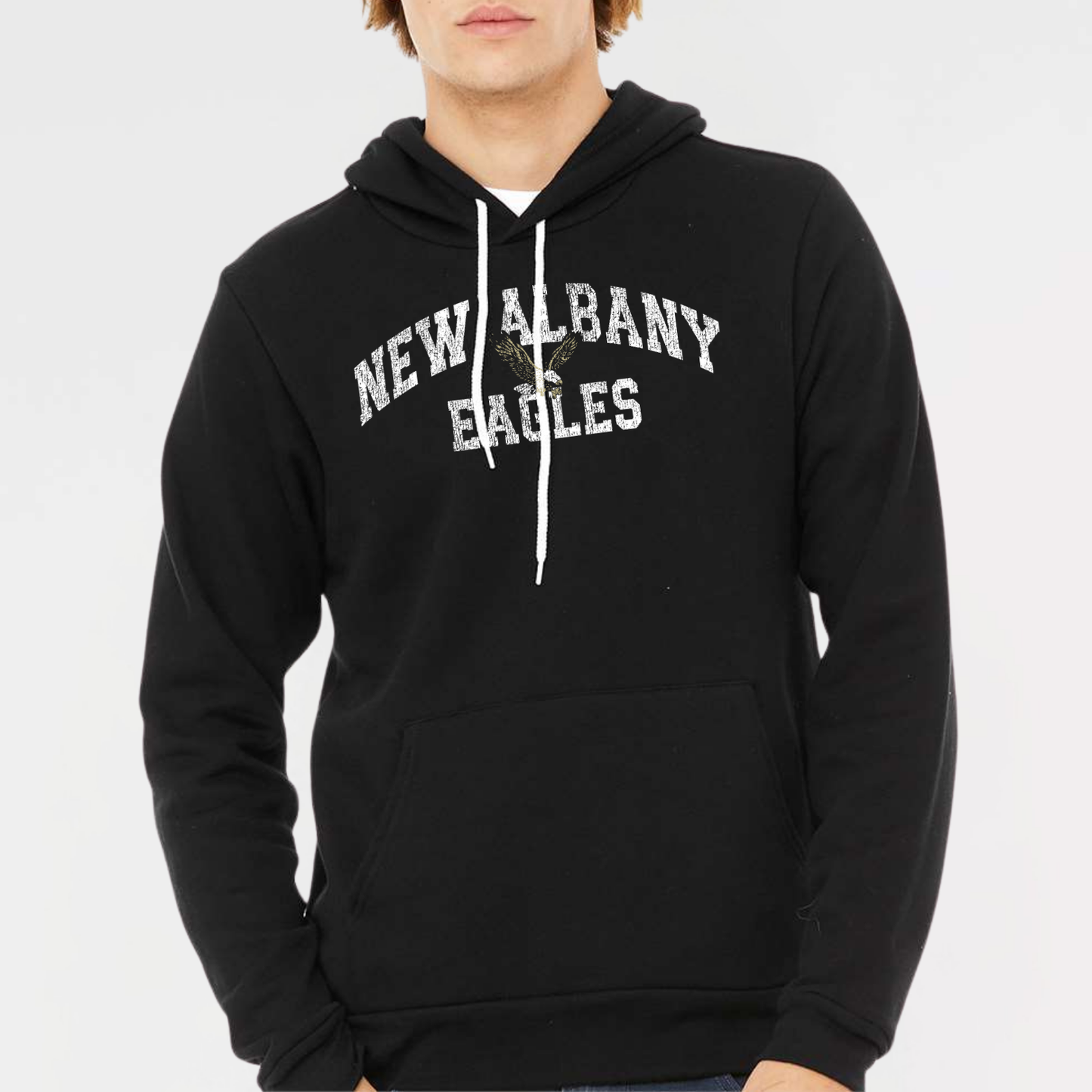 NAPTO: New Albany Eagles *Distressed Print* Sponge Fleece Hooded Sweatshirt