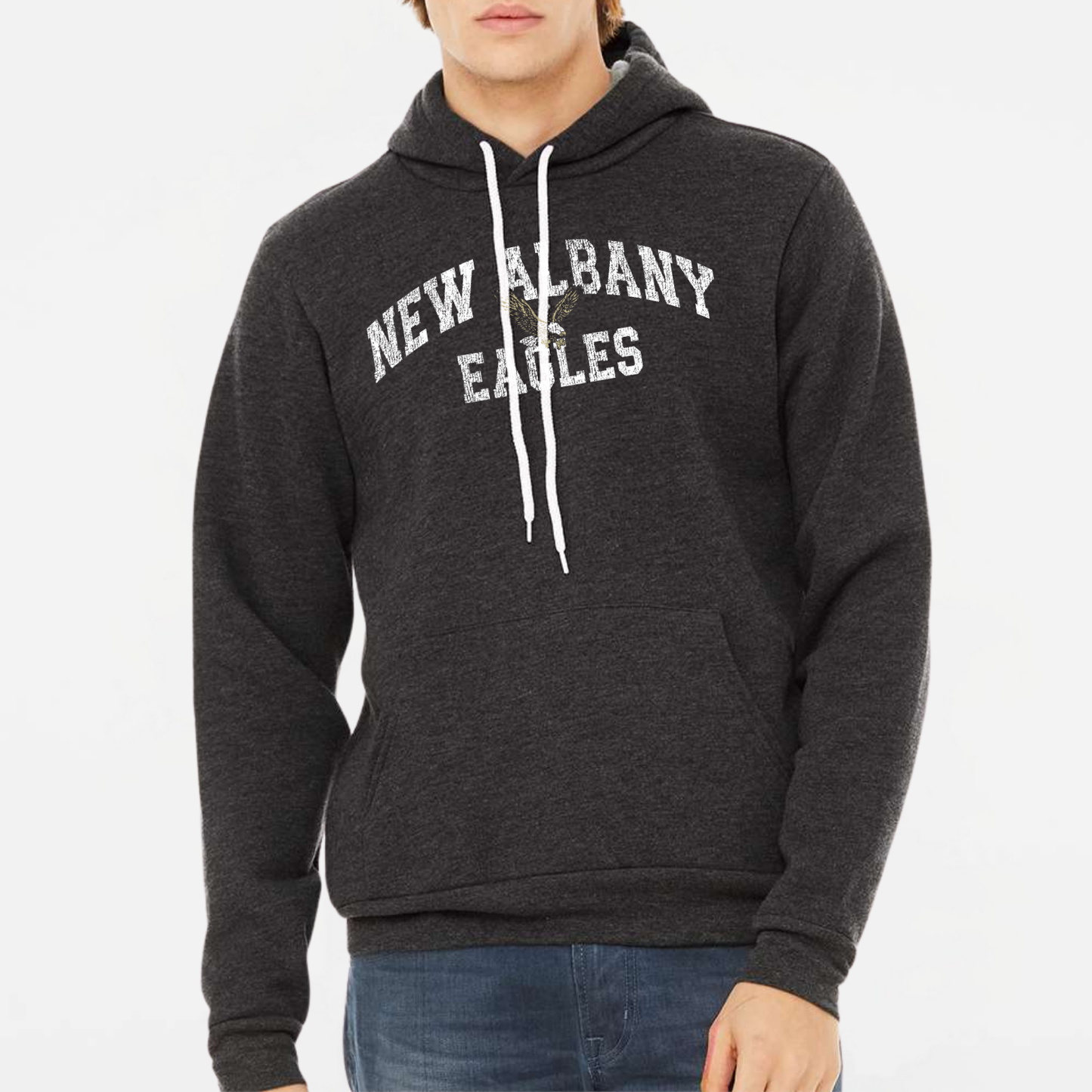 NAPTO: New Albany Eagles *Distressed Print* Sponge Fleece Hooded Sweatshirt