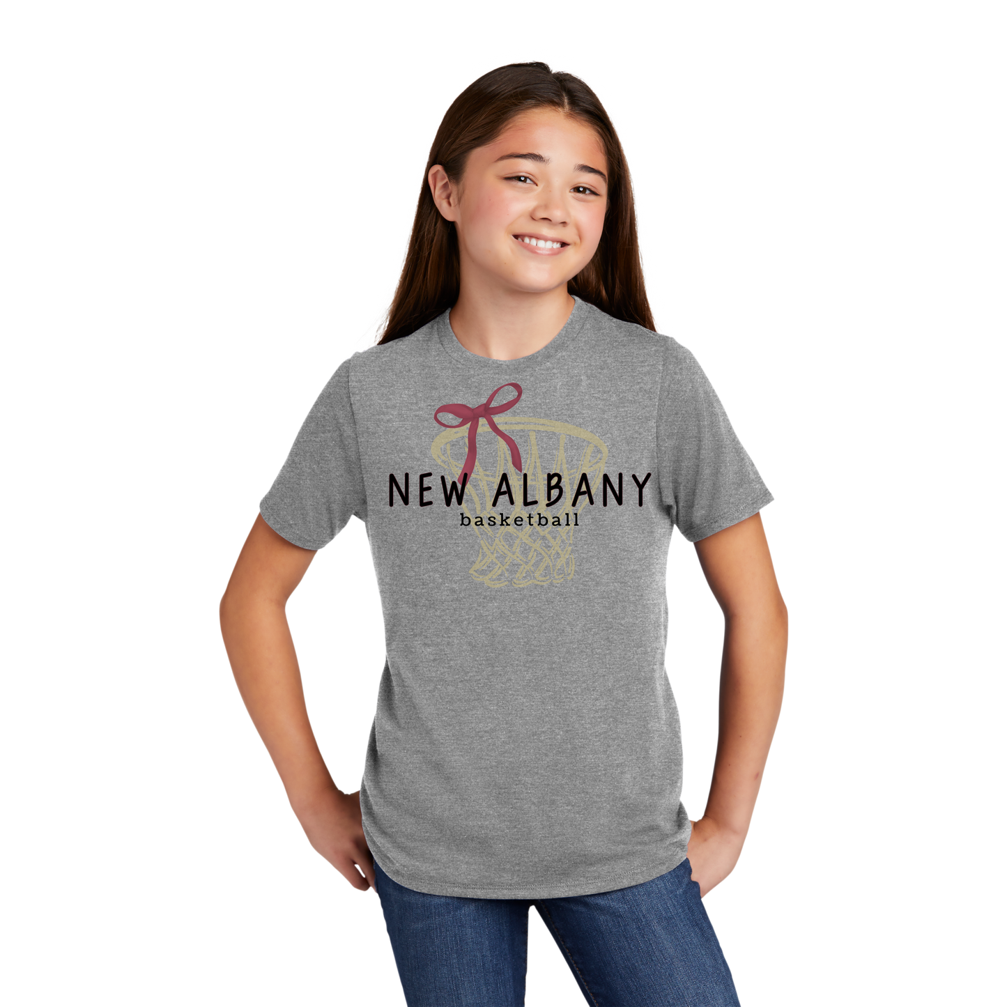 New Albany Basketball Bow Net T-Shirt