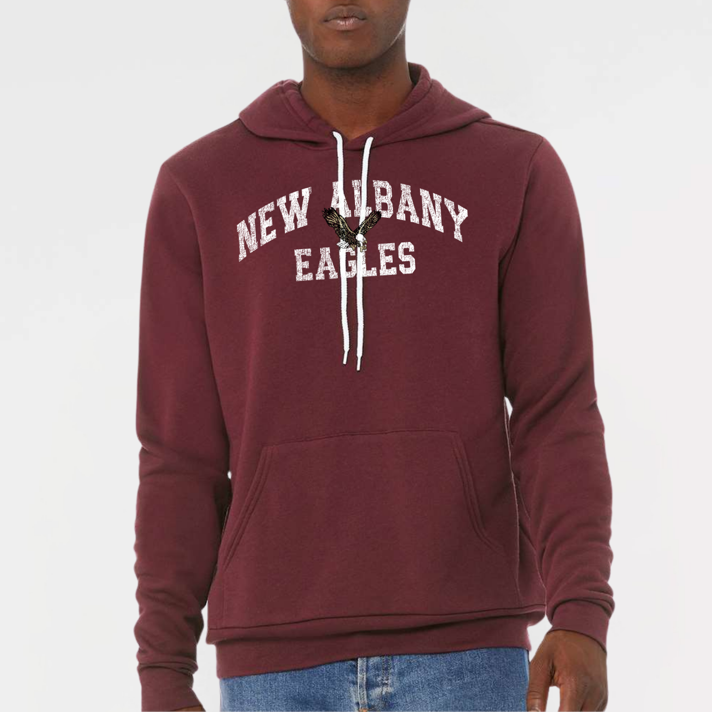 NAPTO: New Albany Eagles *Distressed Print* Sponge Fleece Hooded Sweatshirt