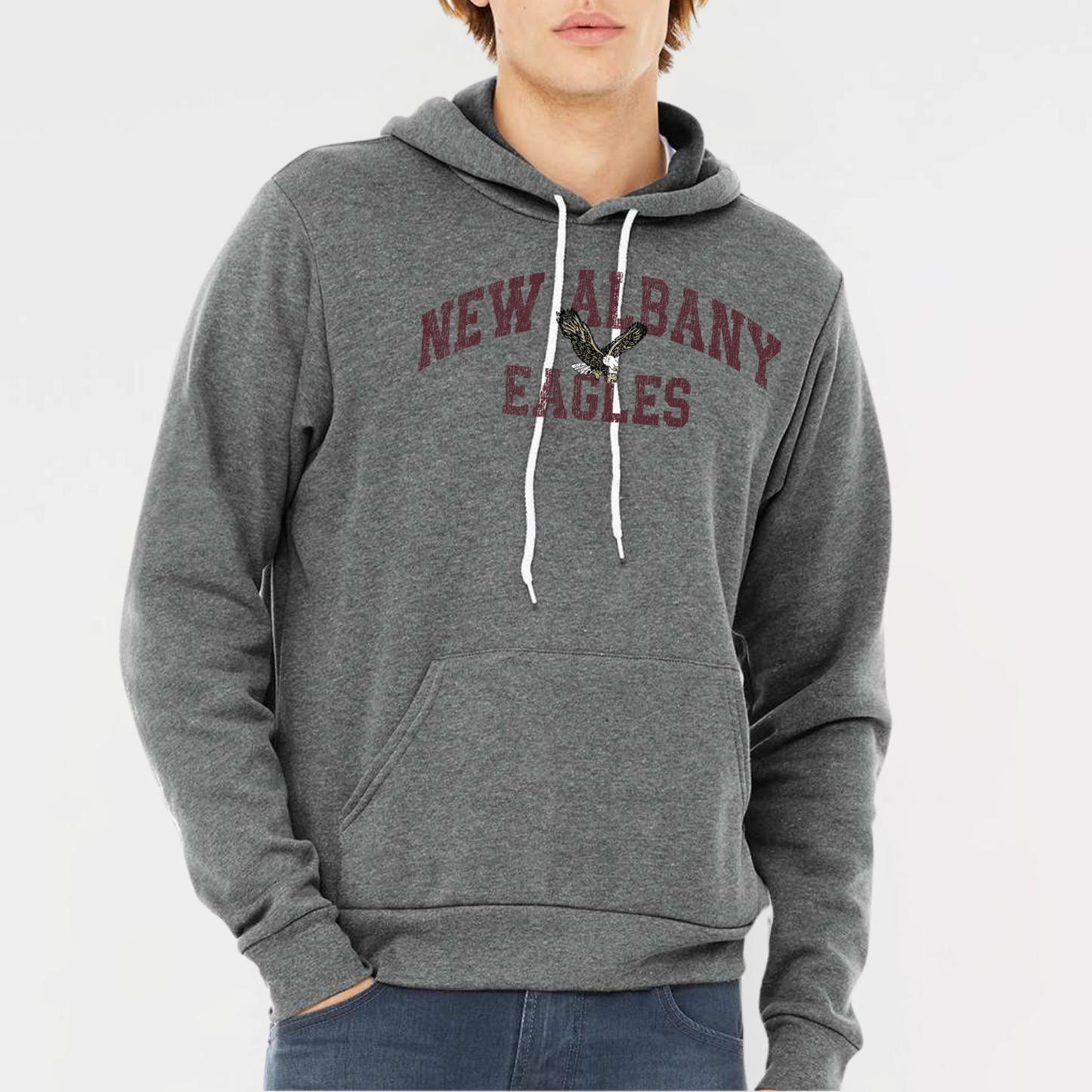 NAPTO: New Albany Eagles *Distressed Print* Sponge Fleece Hooded Sweatshirt