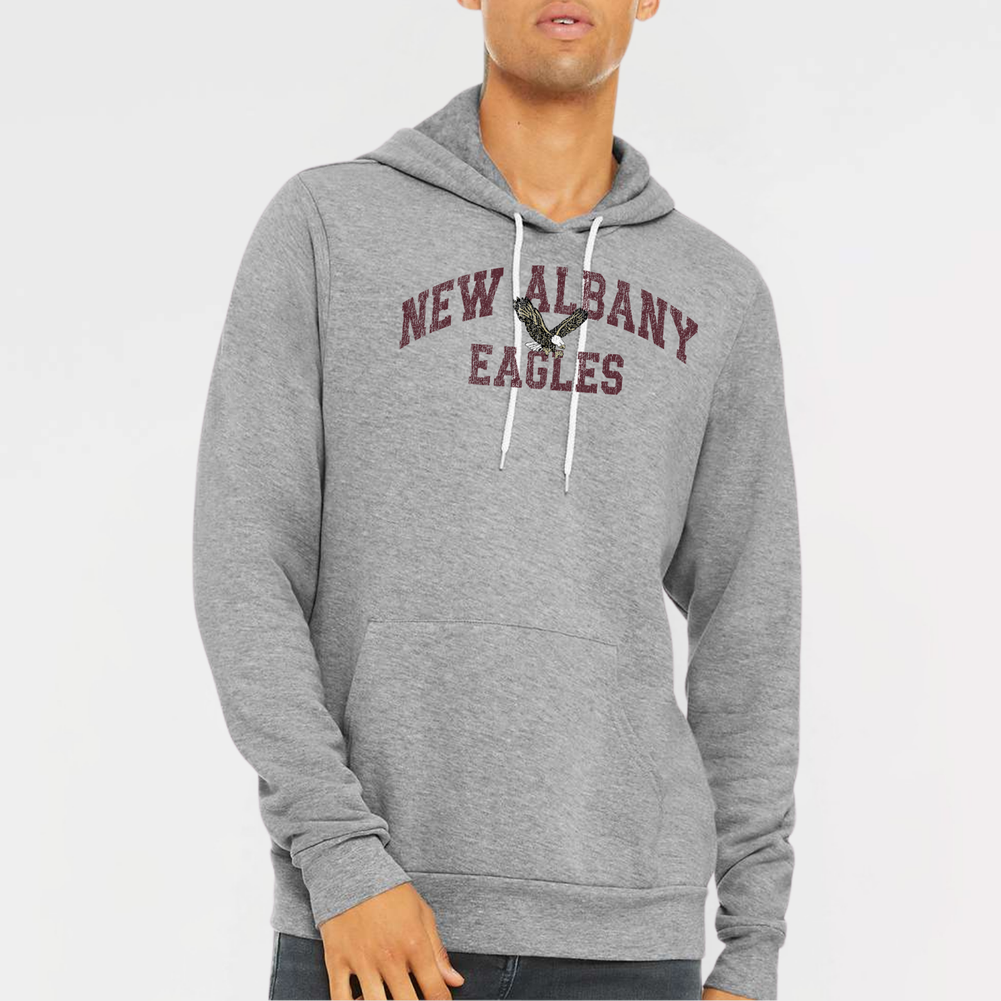 NAPTO: New Albany Eagles *Distressed Print* Sponge Fleece Hooded Sweatshirt