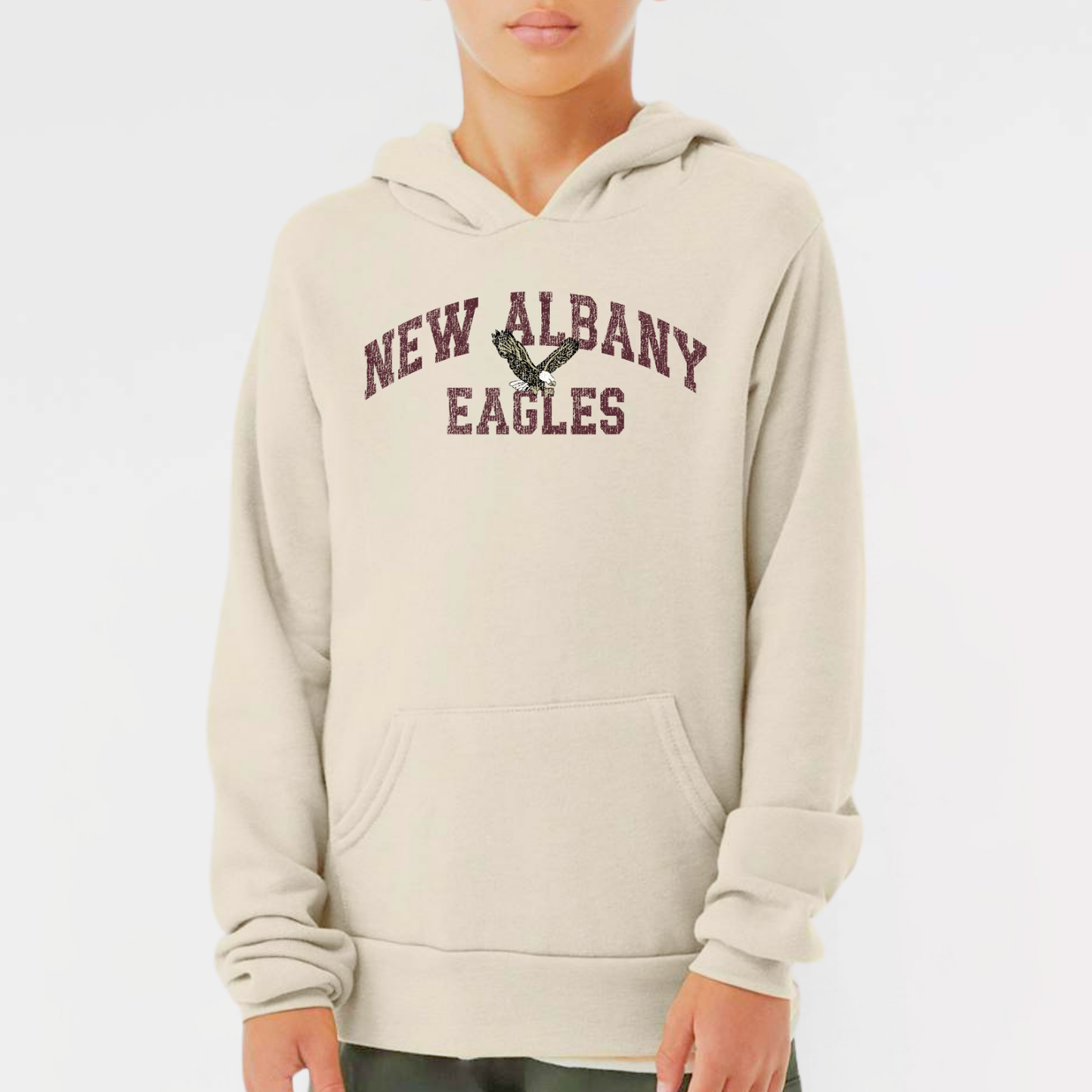 NAPTO: New Albany Eagles *Distressed Print* Sponge Fleece Hooded Sweatshirt