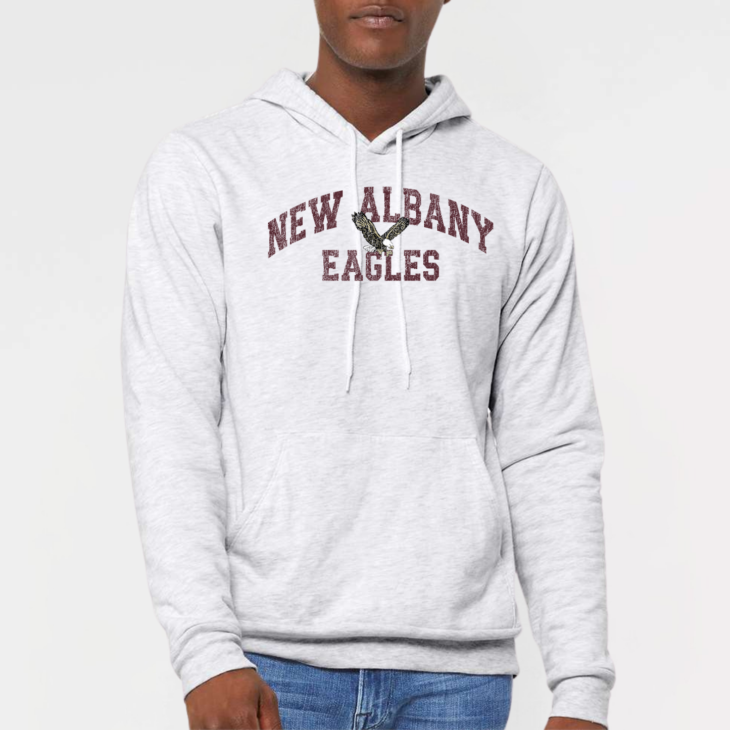 NAPTO: New Albany Eagles *Distressed Print* Sponge Fleece Hooded Sweatshirt