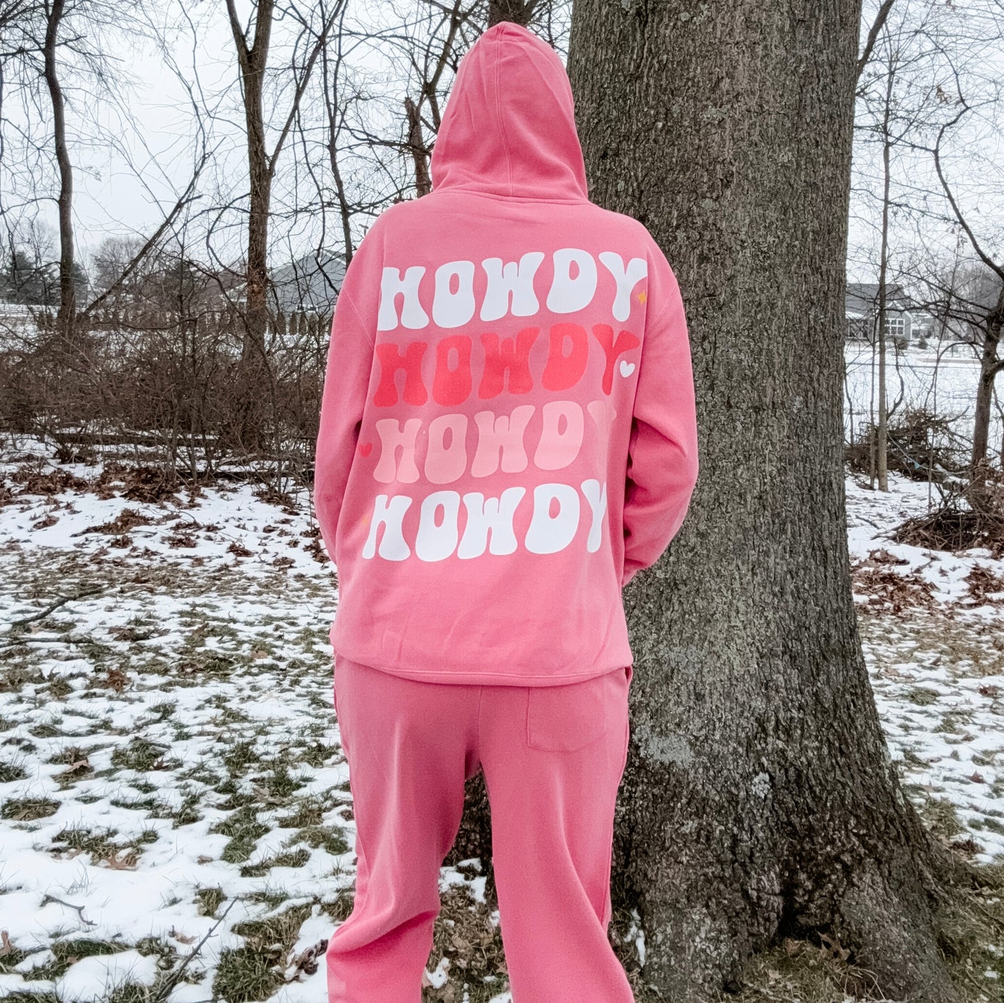 Howdy Valentine Pigment Pink Hoodie