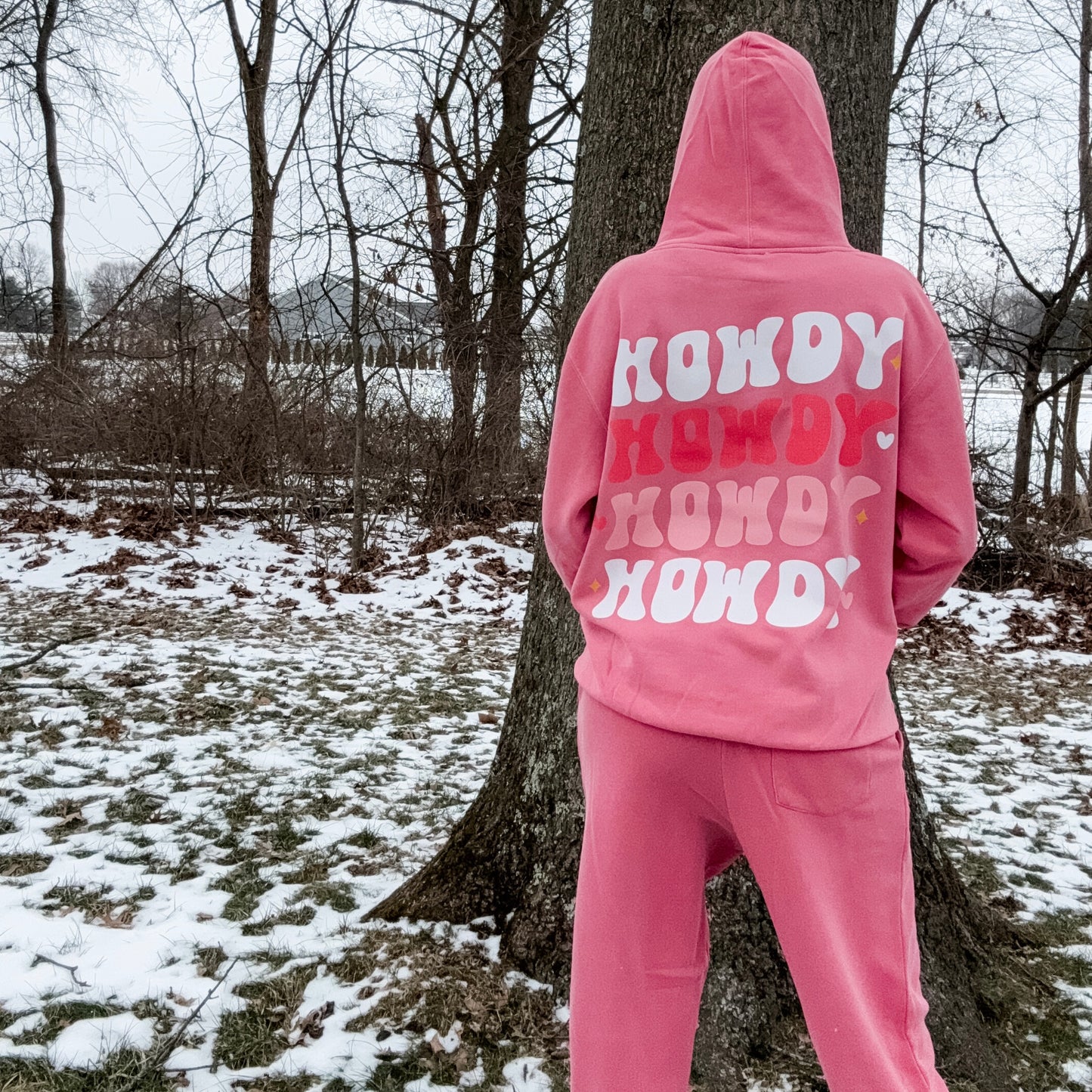 Howdy Valentine Pigment Pink Hoodie