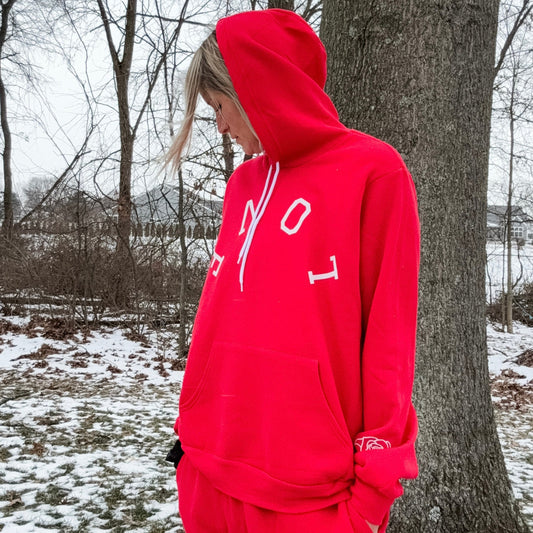 *marketing sample* Upside Down LOVE Sponge Fleece Hoodie - size adult large