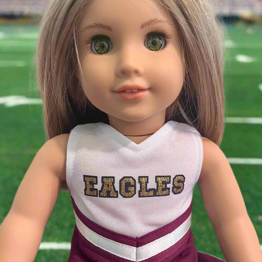 NAYCHEER: *Fundraiser* Eagles Cheer Uniform with PomPoms for 18" Doll