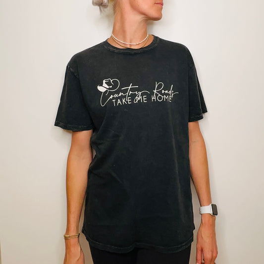 Country Roads Oversized Mineral Washed Graphic Top