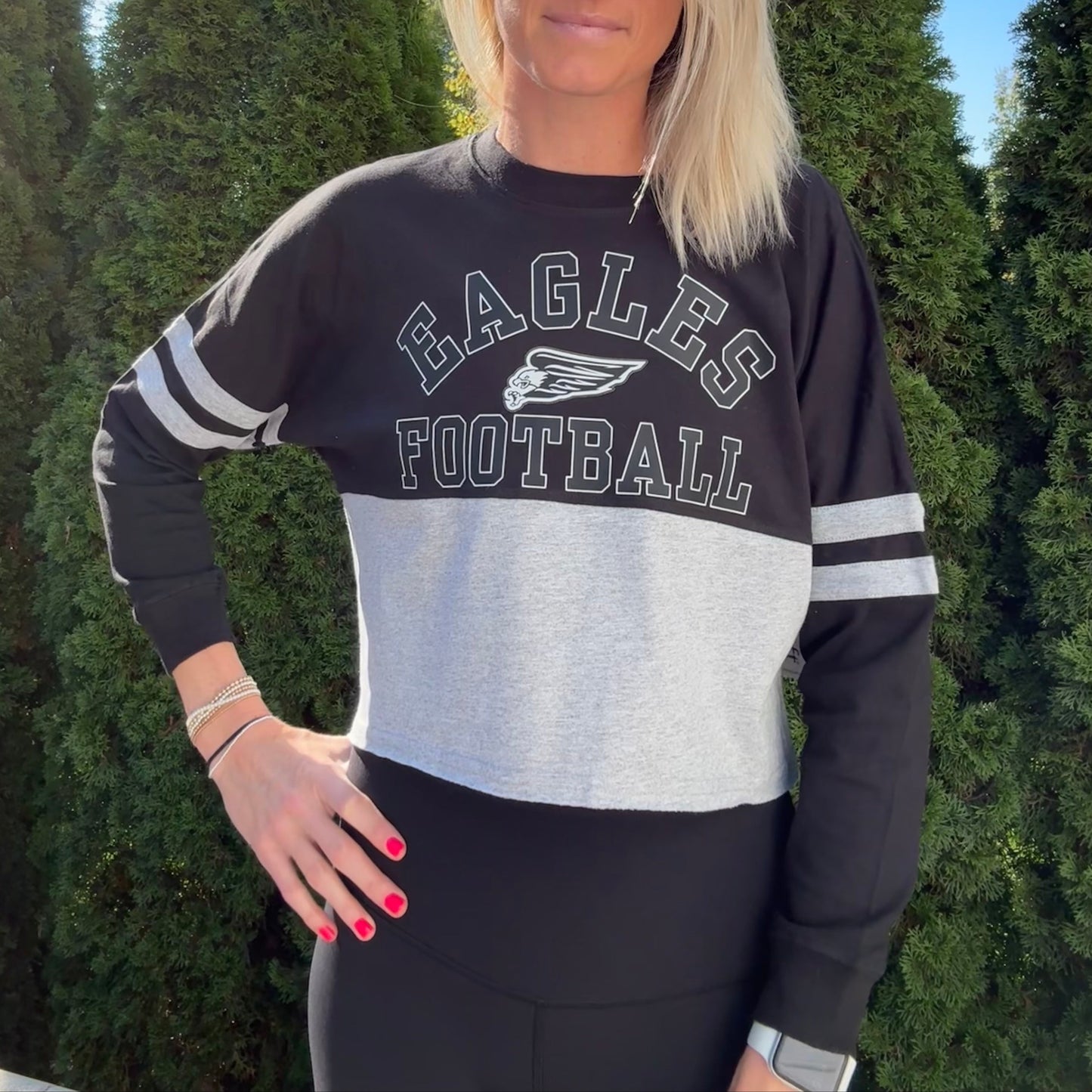 Eagles Football Cropped Long Sleeve T-Shirt
