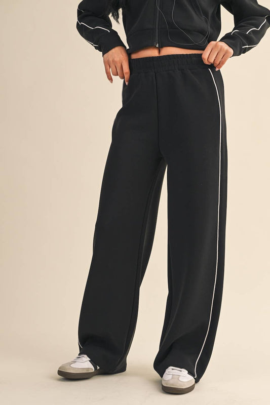 Super Soft Air Scuba Wide Leg Pants with Side Piping