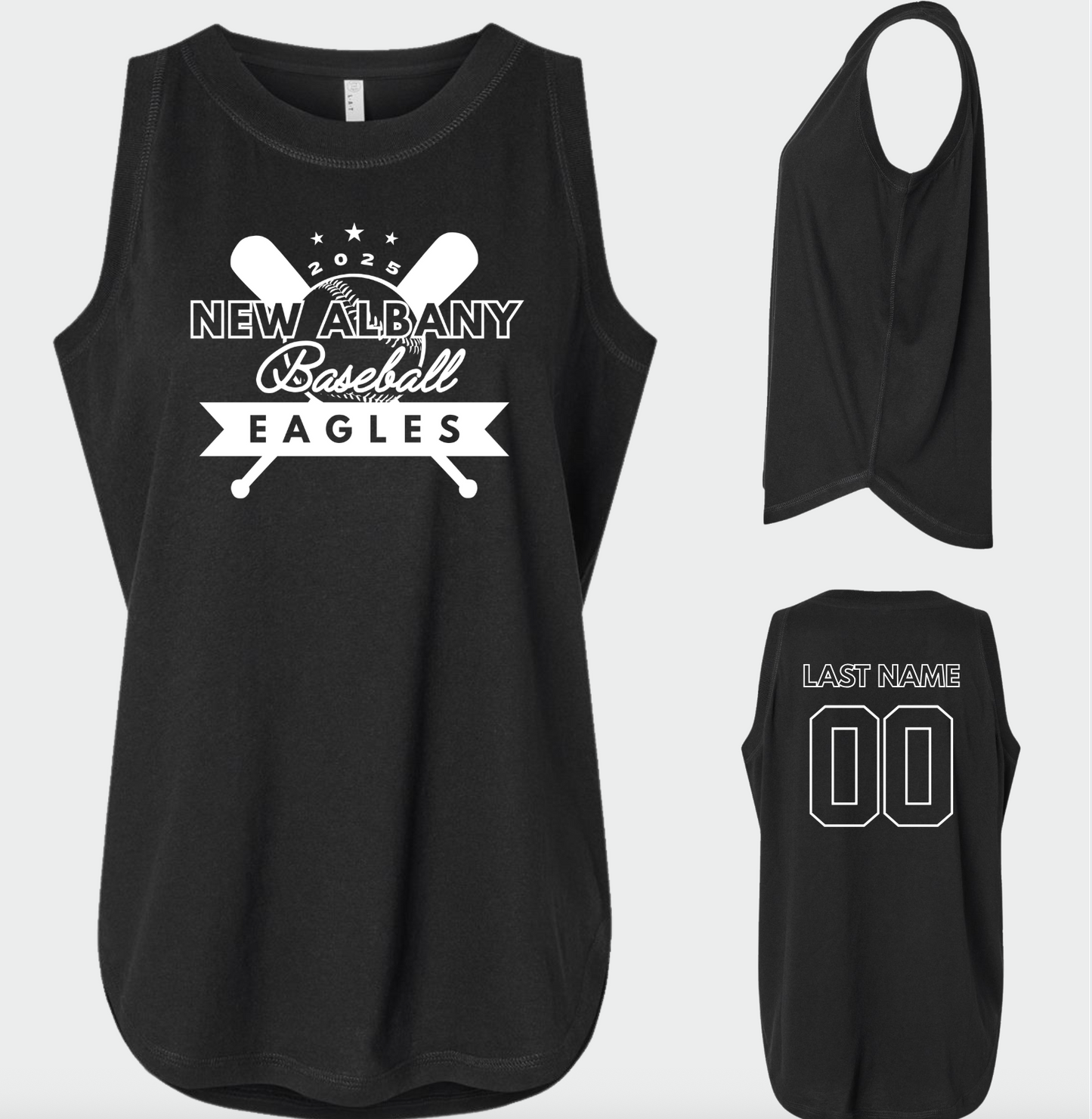 NA Baseball: New Albany Eagles Baseball 2025 Women's & Girls Muscle Tank Top (12’s LLWS Wk 1)