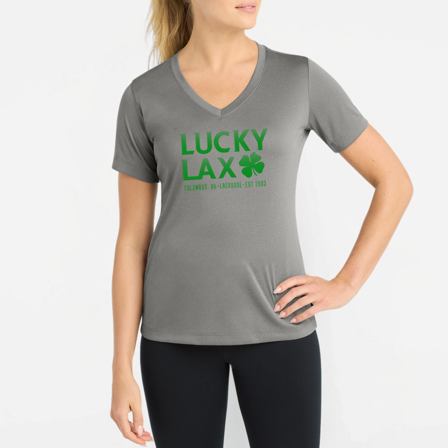 LuckyLax: Women's Tech V-Neck Tshirt