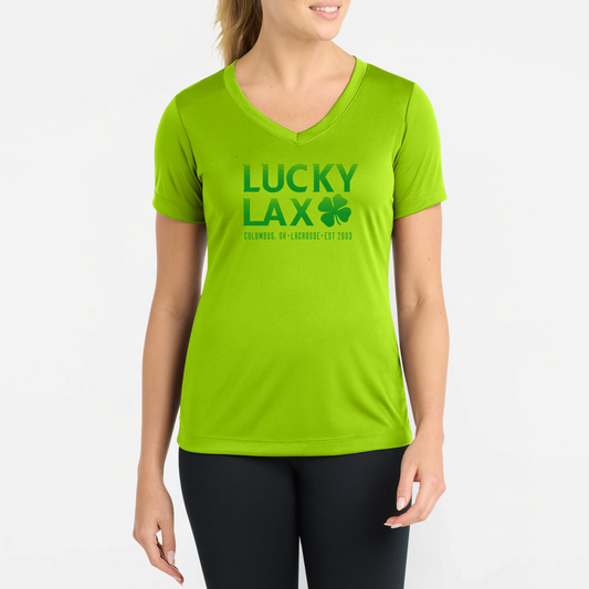 LuckyLax: Women's Tech V-Neck Tshirt