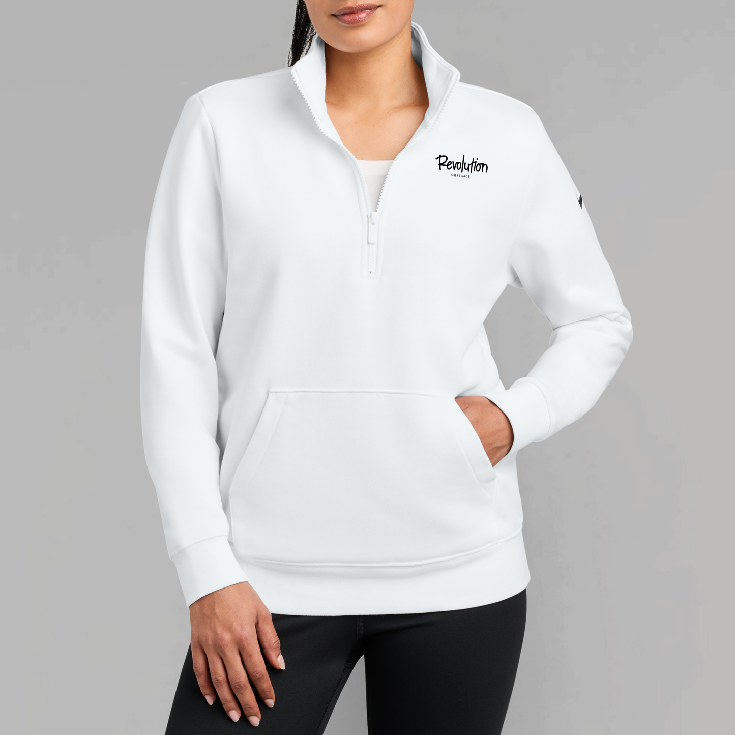 Revolution Mortgage: Embroidered, Nike Women's Club Fleece Sleeve Swoosh 1/2-Zip