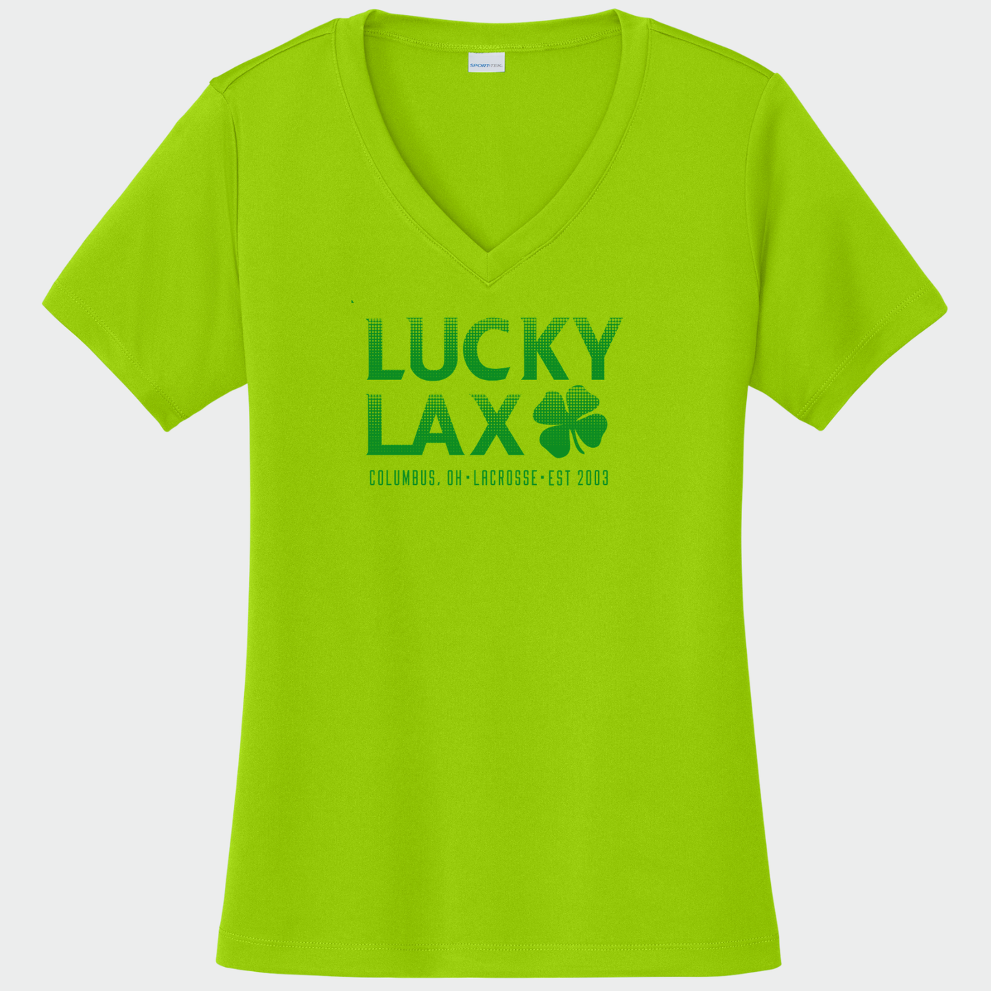 LuckyLax: Women's Tech V-Neck Tshirt