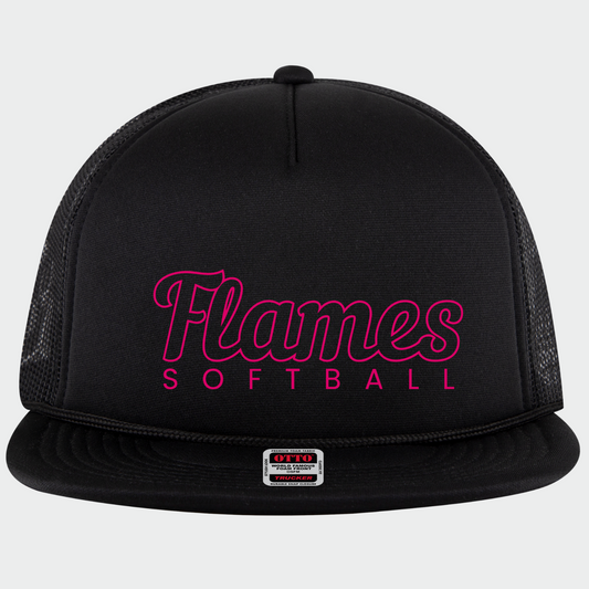 Flames Softball: Hollow Logo Foam Flex-Bill Trucker Hat