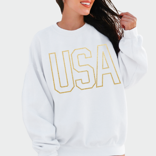 PATRIOTIC: USA Gold Foil Crew Sweatshirt