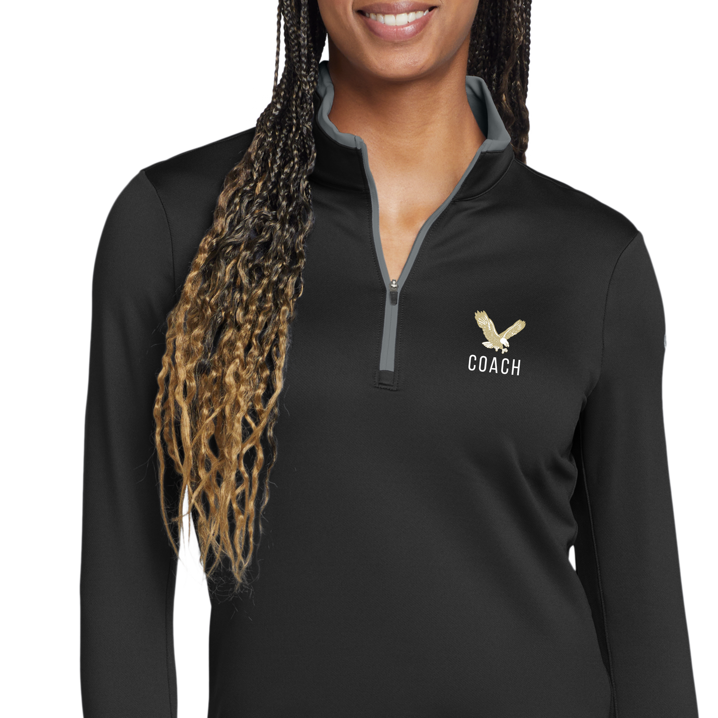 Women's Eagle Coach Nike Dri-FIT Stretch 1/2-Zip Long Sleeve T-Shirt