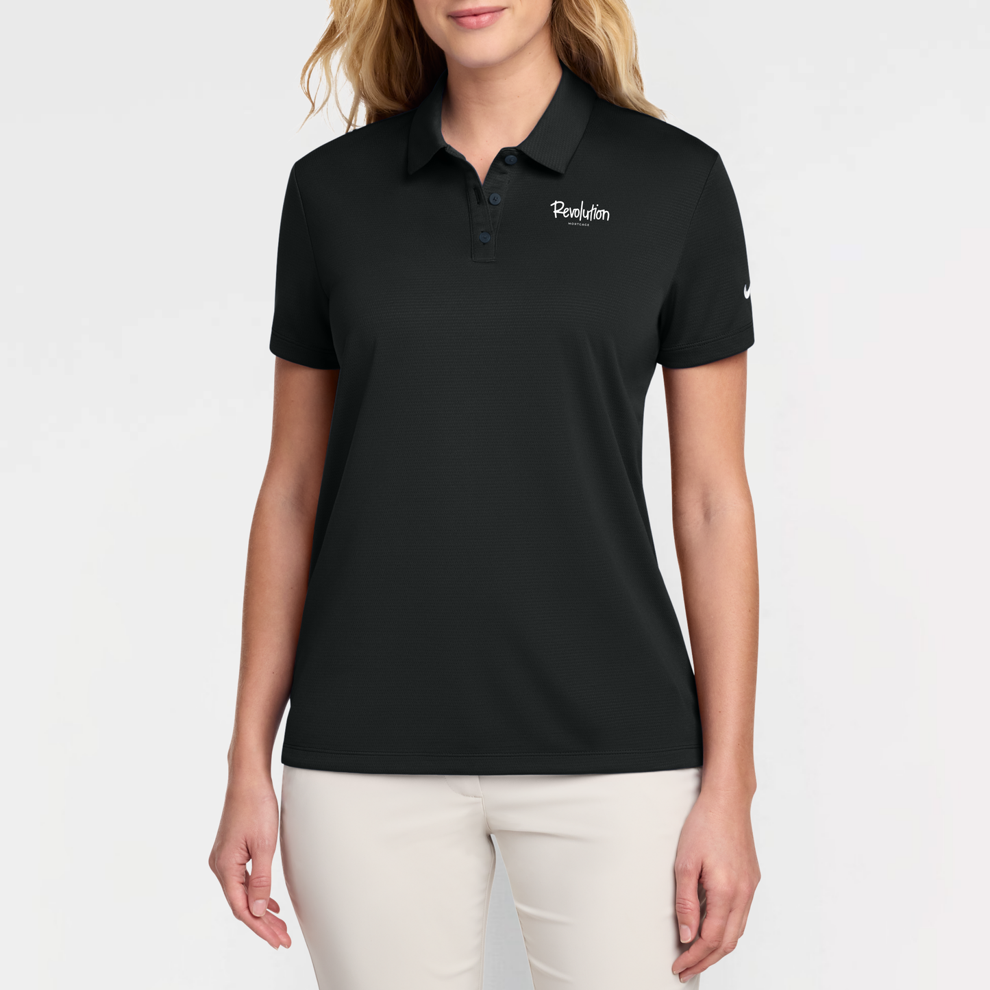 Revolution Mortgage: Embroidered, Nike Women's Dry Essential Solid Polo