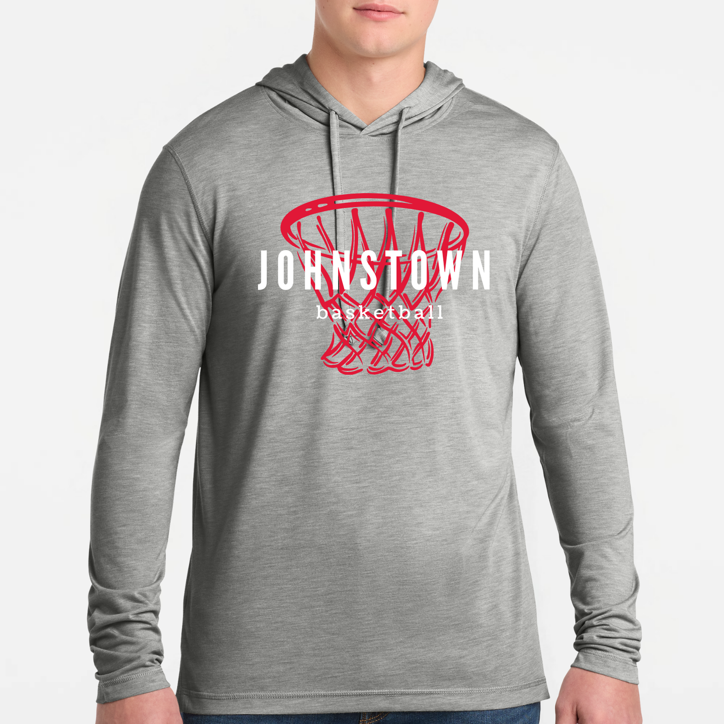 JYAA: Johnstown Basketball Net Long Sleeve, Hooded Triblend Tech T-Shirt