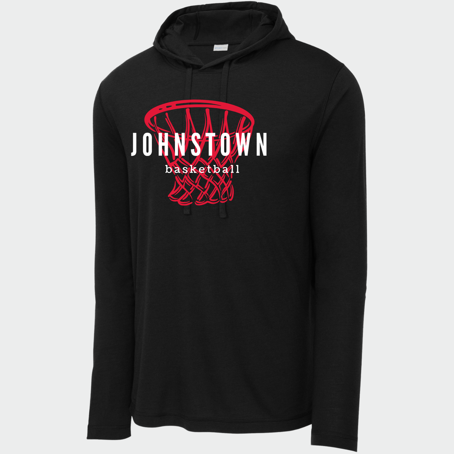 JYAA: Johnstown Basketball Net Long Sleeve, Hooded Triblend Tech T-Shirt