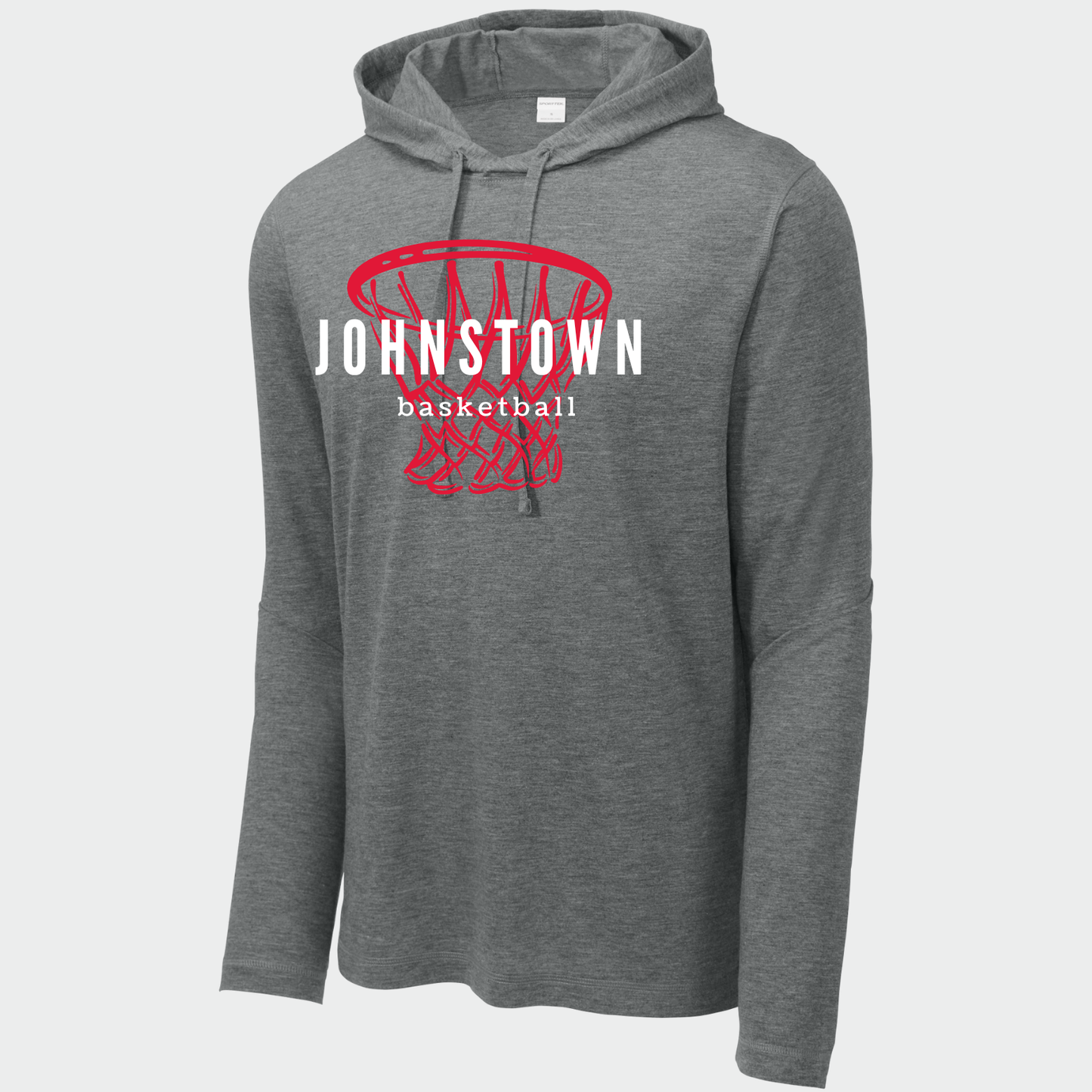 JYAA: Johnstown Basketball Net Long Sleeve, Hooded Triblend Tech T-Shirt