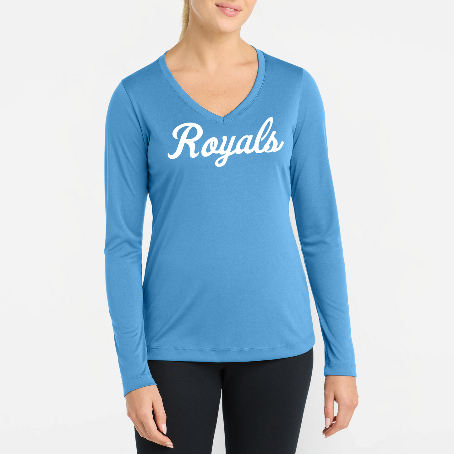 TCR: Royals Script, Women's Tech V-Neck Long Sleeve Tee